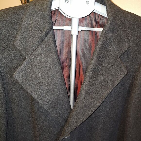 Vintage 80s 90s Cashmere Overcoat Monte Cristo Mens XL USA Black Long Trench Mob - Picture 3 of 12